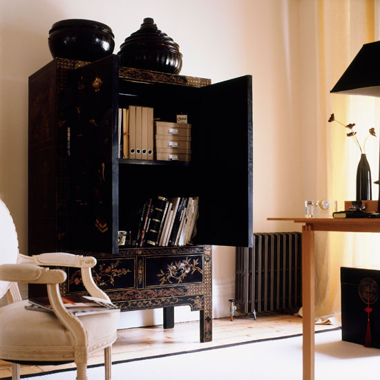 Elegant storage Oriental home office with large storage cabinet | Study | Workspace | Decorating ideas | Storage | Housetohome | PHOTOGALLERY