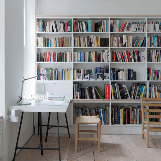 Home office with bookcase