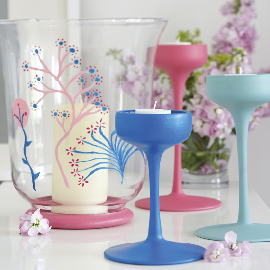 Create a special gift for someone using gold and silver nail polishes to decorate the glassware