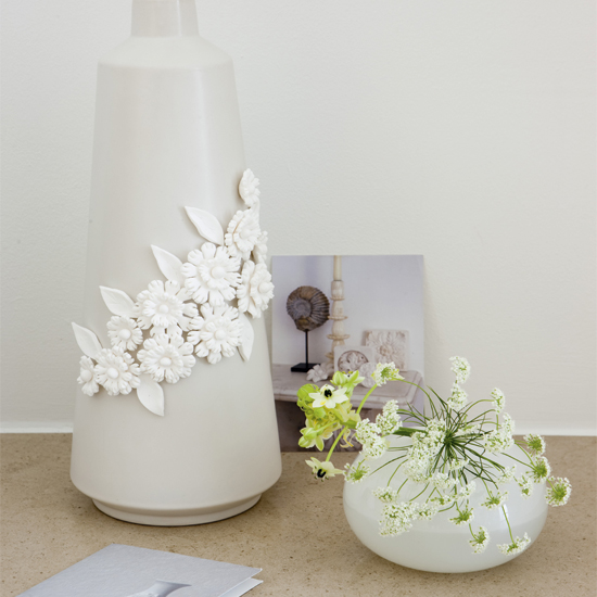 Try Fimo's Metallic Pearl range of polymer clays to create floral detailing with subtle sparkle