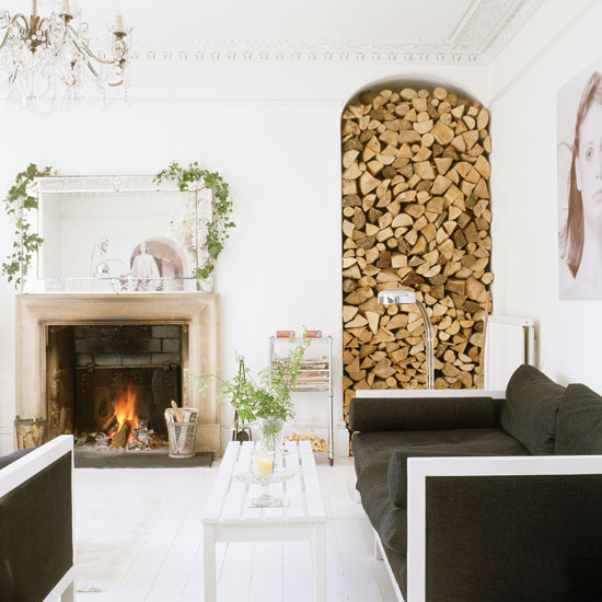 Alcove filled with logs for open fire in living room | Storage | Living room | Fireplace | Decorating Ideas | Housetohome | PHOTOGALLERY