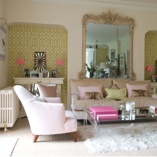 Feature alcove with green wallpaper and console table | Storage | Living room | Fireplace | Decorating Ideas | Housetohome | PHOTOGALLERY