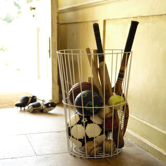 Bat and ball basket from Great Little Trading Company Bat and ball basket from Great Little Trading Company | Hallway storage | Hallway | PHOTO GALLERY | Ideal Home | Housetohome