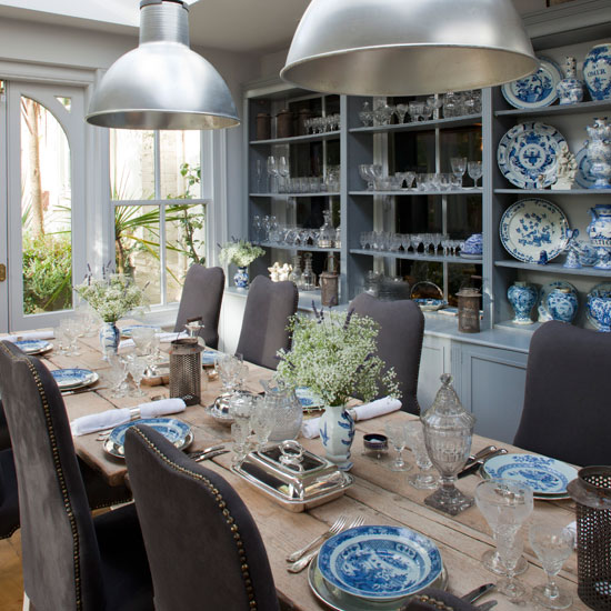 Farmhouse style Conservatory dining room with china display and industrial pendant lighting | Garden Room | Orangery | Decorating Ideas | Housetohome | PHOTOGALLERY