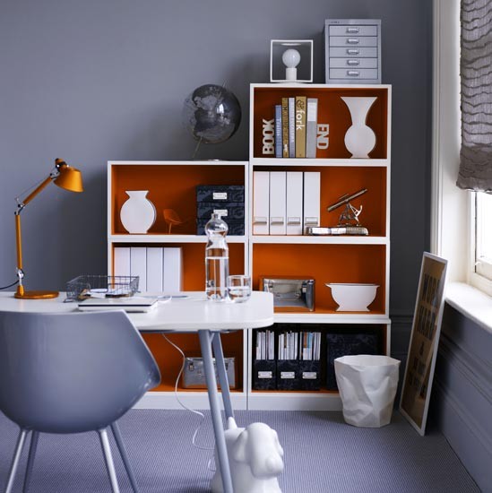 Grey and orange home office | Modern home offices | Home office schemes | Contemporary home offices | SEE PHOTO GALLERY | Livingetc