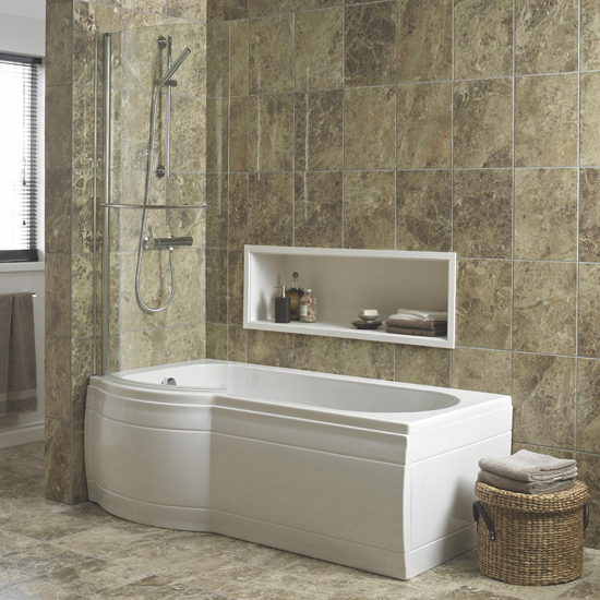 Adelphi curved shower bath by Cooke & Lewis at B&Q Adelphi curved shower bath by Cooke & Lewis at B&Q | Shower baths - 10 of the best | shower baths | bathroom ideas | compact bathroom ideas | small bathroom ideas | PHOTO GALLERY| 25 Beautiful Homes | housetohome