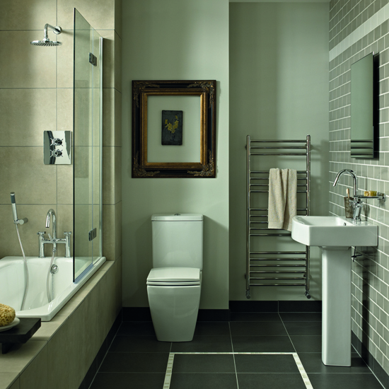 Logic built-in bath from Fired Earth Logic built-in bath from Fired Earth | Shower baths - 10 of the best | shower baths | bathroom ideas | compact bathroom ideas | small bathroom ideas | PHOTO GALLERY| 25 Beautiful Homes | housetohome
