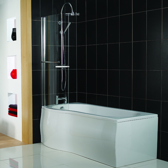 P-shaped shower bath from Victoria Plumb P-shaped shower bath from Victoria Plumb | Shower baths - 10 of the best | shower baths | bathroom ideas | compact bathroom ideas | small bathroom ideas | PHOTO GALLERY| 25 Beautiful Homes | housetohome