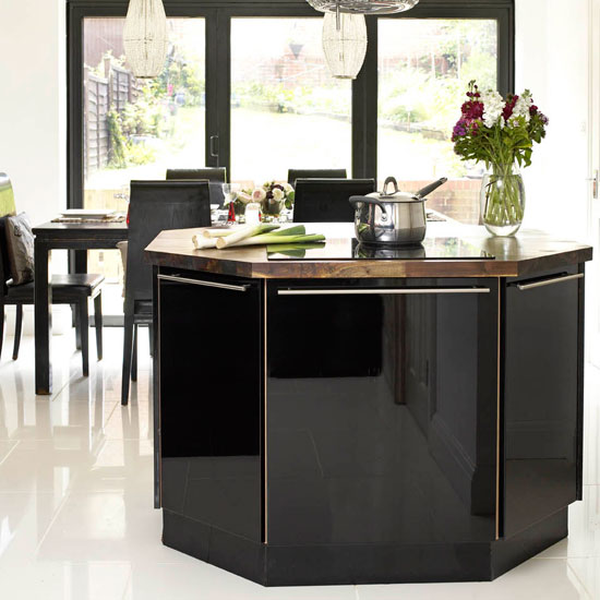 Hexangonal island unit Hexangonal island unit | Kitchen | Kitchen Makeover | Contemporary | Gloss | Kitchen worktops | Kitchen storage | Ideal Home | Housetohome