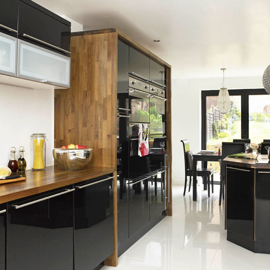 Walnut worktop Walnut worktop | Kitchen | Kitchen Makeover | Contemporary | Gloss | Kitchen worktops | Kitchen storage | Ideal Home | Housetohome