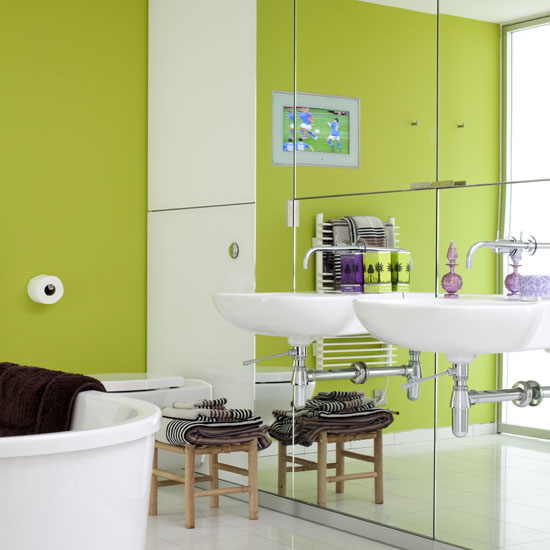 Bold splash of colour Lime green bathroom | modern | Bathroom colour schemes | Bathroom | Bathroom decorating ideas | PHOTO GALLERY | 25 Beautiful Homes | Housetohome