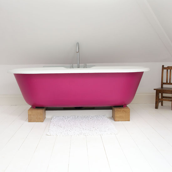 Bright accents Pink roll top bathroom | modern | Bathroom colour schemes | Bathroom | Bathroom decorating ideas | PHOTO GALLERY | 25 Beautiful Homes | Housetohome
