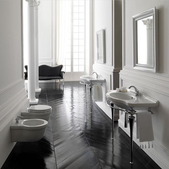 Floor Show Spacious bathroom with dark herringbone floor | Bathroom decorating ideas | Housetohome | PHOTOGALLERY