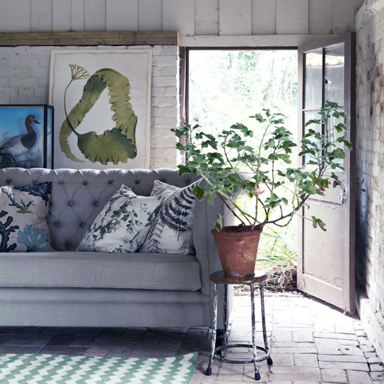 Accent with green Neutral room with green accents in botanical print and graphic floor rug | Design ideas | Housetohome | PHOTOGALLERY