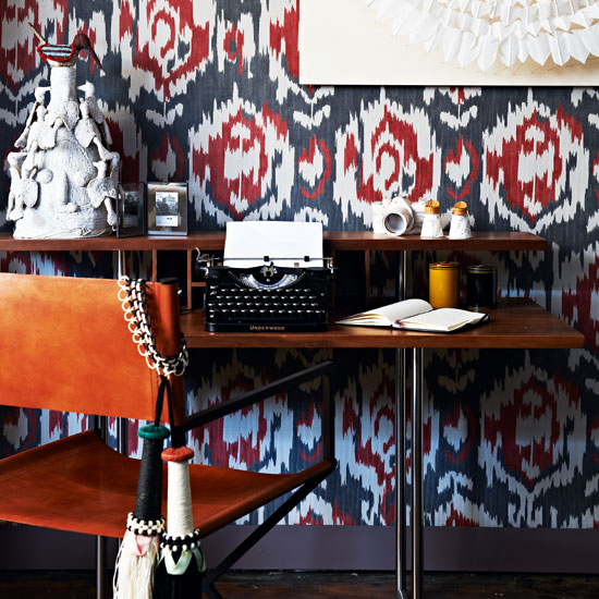 Home office with bold patterned walls and typewriter | Design ideas | Housetohome | PHOTOGALLERY