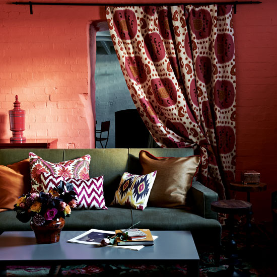 Living room with red walls and layers of pattern | Design ideas | Housetohome | PHOTOGALLERY