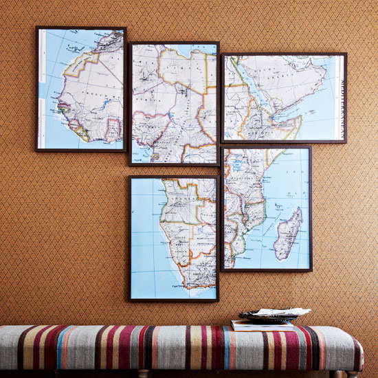 Map display against textured wallpaper | Design ideas | Housetohome | PHOTOGALLERY