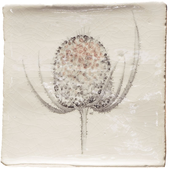 Botanical etching tile from Marlborough Tiles | bathroom tiles | country | Country Homes & Interiors