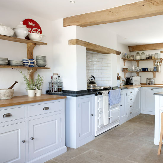 Mix cupboards and shelves | kitchen storage | country | Country Homes & Interiors