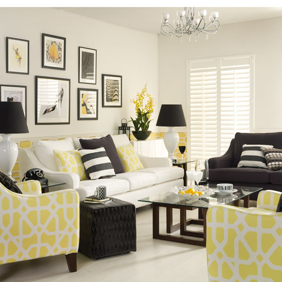 Mix monochrome with sunny yellow to give the scheme a lift
