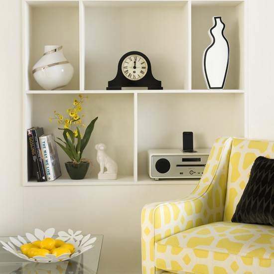Built-in display space looks chic and works with the colour scheme