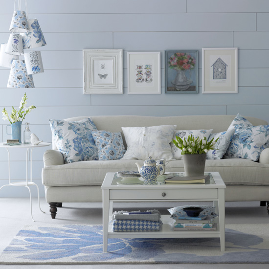 Floral blue living room | Living room | PHOTO GALLERY | Ideal Home | Housetohome