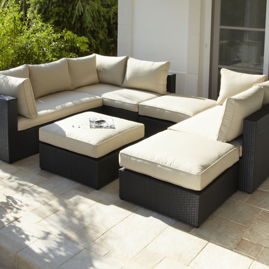 Rattan modular sofa and footstool from Argos | Garden furniture