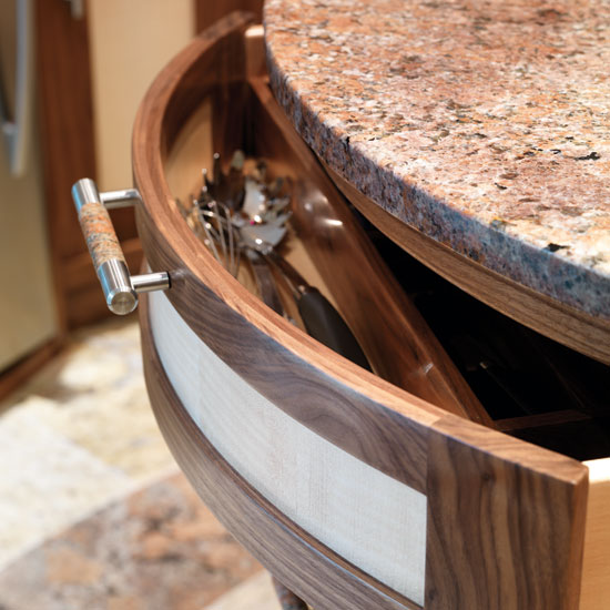 Curved drawer | Take a tour around a curved walnut kitchen | Kitchen tour | Beautiful Kitchens | PHOTO GALLERY