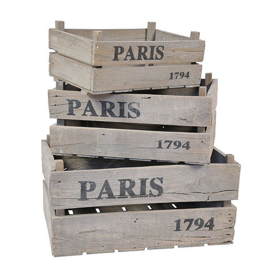 Paris Rustic Wooden Crates by notonthehighstreet.com