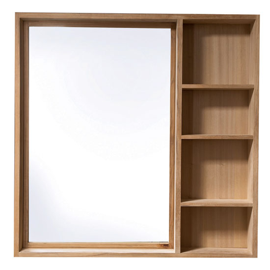 Teak mirror and side storage from Fired Earth bathroom | country | Country Homes & Interiors