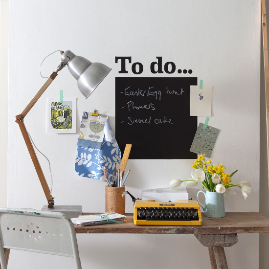 Home office with blackboard