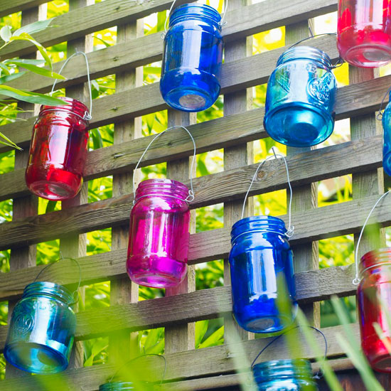 Colourful jam jar candle holders Colourful jam jar candle holders | Outdoor lighting - 10 ideas | garden lighting ideas | garden ideas | housetohome