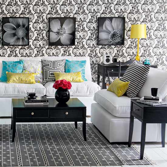Classic Monochrome Living Room Decorating With Colour Classic Monochrome Living Room Decorating With Colour