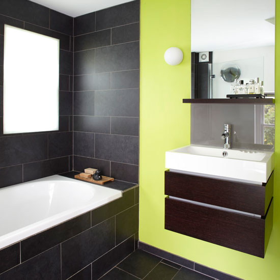 Fresh modern bathroom with green statement wall | colourful bathroom ideas | bathroom ideas | PHOTO GALLERY | Housetohome.co.uk