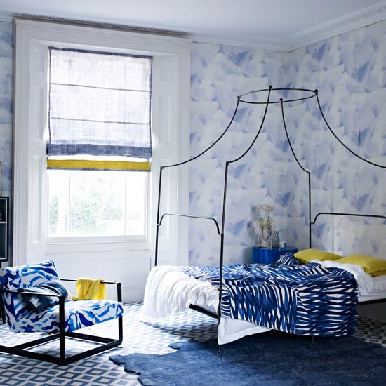 Pattern-filled bedroom