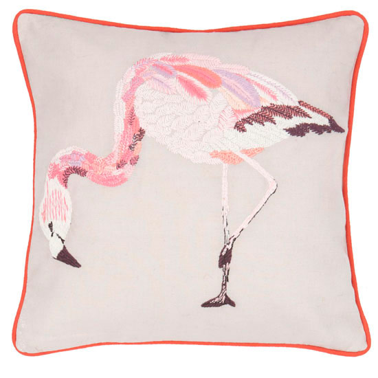Natural Embroidered Flamingo cushion from Debenhams
