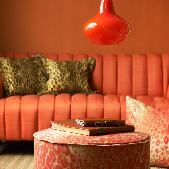 Add glamour Red living room with leopard print cushions | Decorating with animal print | Decorating ideas | Room idea | Homes & Gardens | Housetohome | PHOTOGALLERY