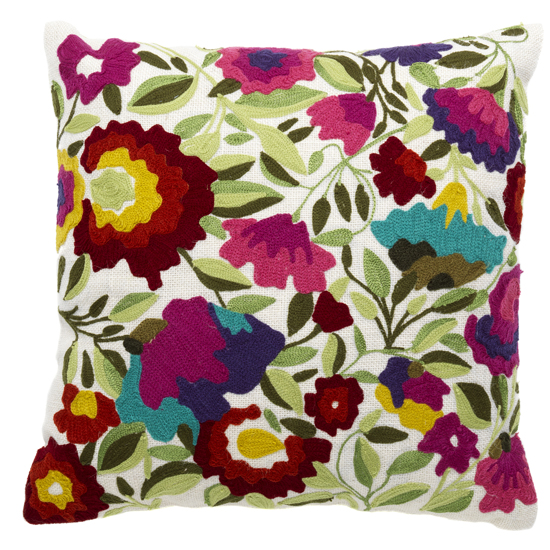 Multicoloured Floral Embroidered cushion from Sainsbury's | Cushions | PHOTO GALLERY | Style at Home | housetohome