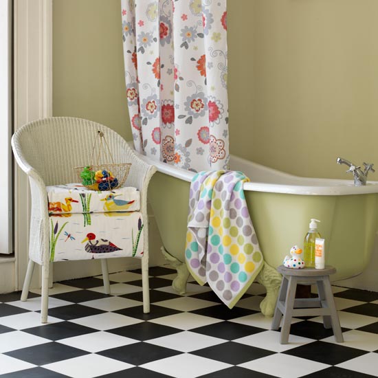 Bright patterned bathroom 