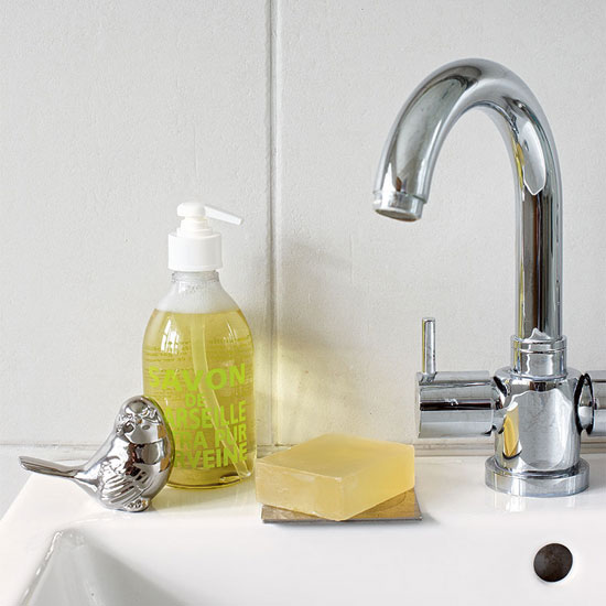 Chic en suite bathroom — 7 budget decorating ideas Sleek tap | chic en-suite bathroom - 7 budget decorating | IDEAS GALLERY | Style at Home | Housetohome
