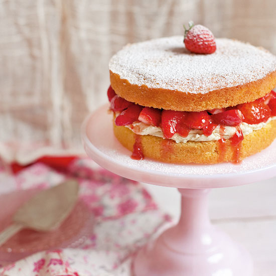 This light-as-air sponge sandwiches sweet buttercream with fresh strawberries in the filling, although you could substitute whipped double cream if preferred.