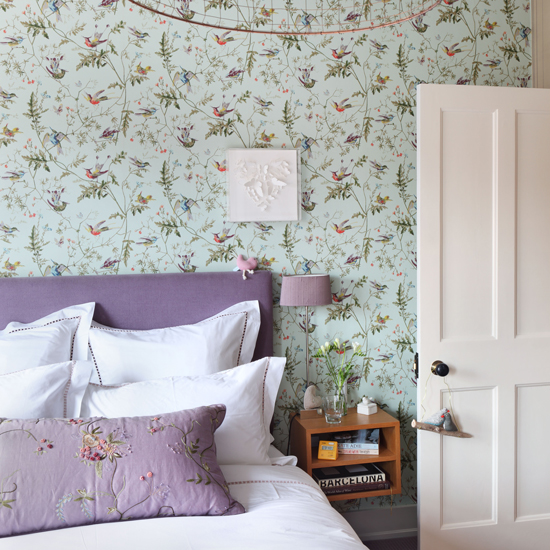 Pretty bedroom with feature wallpaper | Small bedroom ideas | Bedroom | PHOTO GALLERY | 25 Beautiful Homes | Housetohome.co.uk