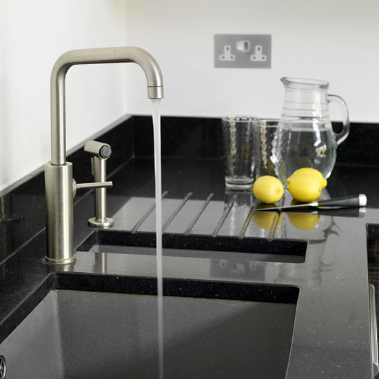 Sink and tap Sink and tap | White and dark ebony wood kitchen | PHOTO GALLERY | Beautiful Kitchens | Housetohome.co.uk