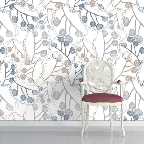 Ghost Leaves in White by Wallpapered.com | Graphic wallpaper | wallpaper | Decorating ideas | PHOTO GALLERY | 25 Beautiful Homes | Housetohome