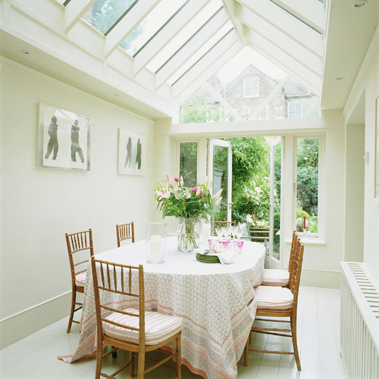 Pitched roof family dining conservatory | Conservatory dining | Dining ideas | Garden rooms | Conservatory | PHOTO GALLERY | 25 Beautiful Homes | Housetohome
