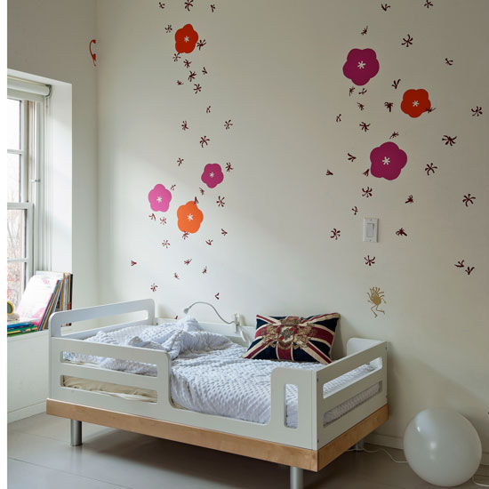 Add flowers Child's white bedroom with colourful wall stencils | Summer bedroom decorating ideas | PHOTO GALLERY | Homes & Gardens | Housetohome.co.uk