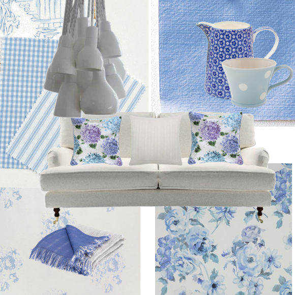 Floral blue living room