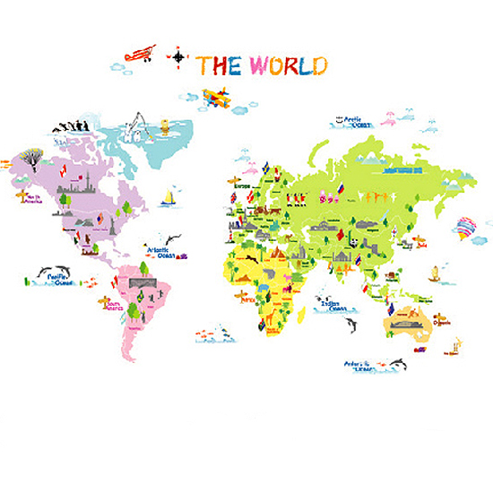 Multi-coloured world map from Deco Wall | Wall stickers for kids | Wall stickers | Children's rooms | PHOTO GALLERY | Housetohome