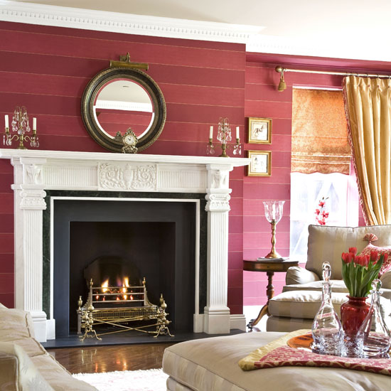 Vertical stripe wallpaper Vertical stripe wallpaper | Living room wallpaper | living room decorating ideas | wallpaper ideas | PHOTO GALLERY | 25 Beautiful Homes | House to Home