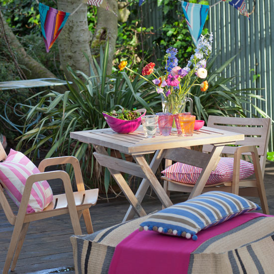 Colourful country-style garden patio